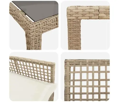 Dārza Ēdamgalds 11 Pcs Bēša 250 X 100 X 75 Cm Vidaxl