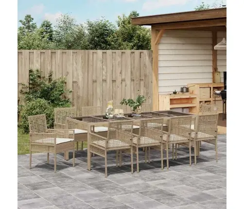 Dārza Ēdamgalds 11 Pcs Bēša 250 X 100 X 75 Cm Vidaxl