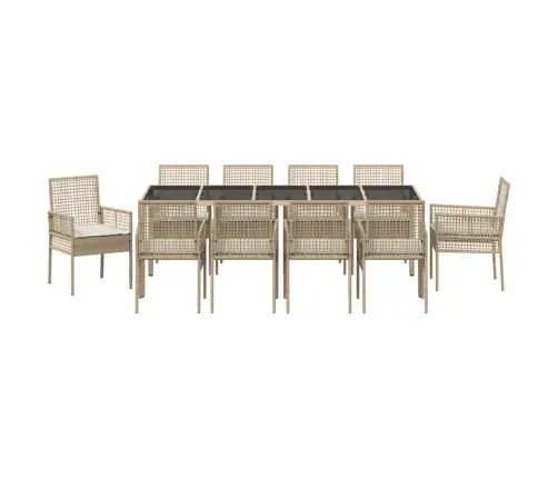Dārza Ēdamgalds 11 Pcs Bēša 250 X 100 X 75 Cm Vidaxl