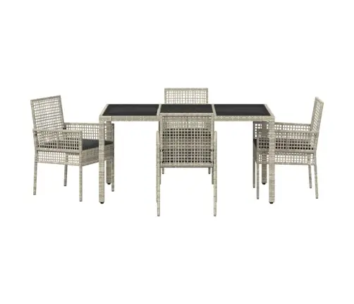 Sodo Valgomojo Komplektas 5 Pcs Šviesiai Pilka Poliratanas