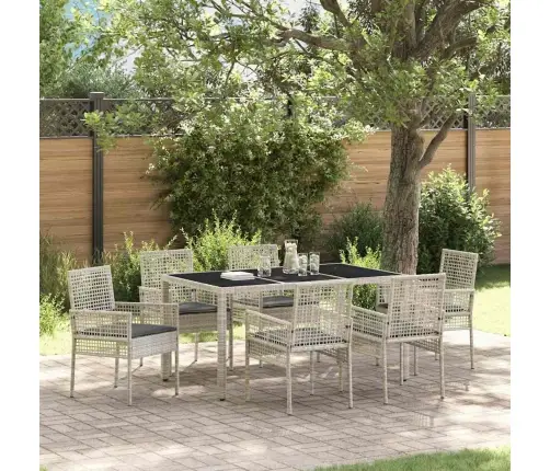 Dārza Ēdamgalds 7 Pcs Gaiši Pelēka 150 X 90 X 75 Cm Vidaxl