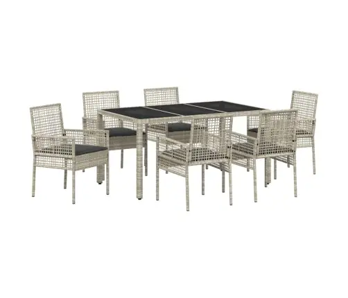 Dārza Ēdamgalds 7 Pcs Gaiši Pelēka 150 X 90 X 75 Cm Vidaxl