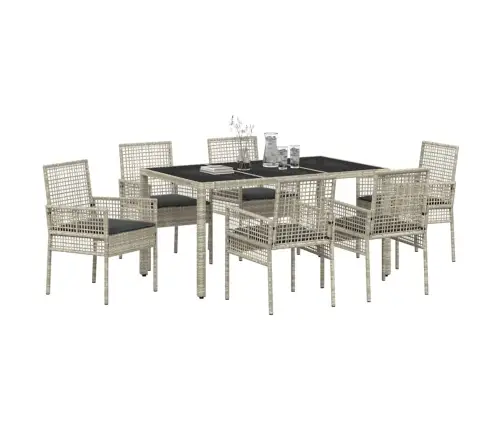 Dārza Ēdamgalds 7 Pcs Gaiši Pelēka 150 X 90 X 75 Cm Vidaxl