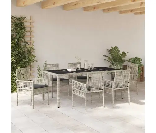 Dārza Ēdamgalds 7 Pcs Gaiši Pelēka 190 X 90 X 75 Cm Vidaxl