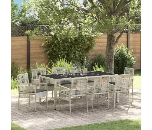 Sodo Valgomojo Komplektas 9 Pcs Šviesiai Pilka Poliratanas