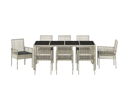 Sodo Valgomojo Komplektas 9 Pcs Šviesiai Pilka Poliratanas