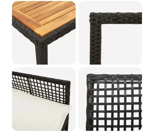 Ēdamstāvu Komplekts 3 Gabali Melns Koks Izturīgs Vidaxl