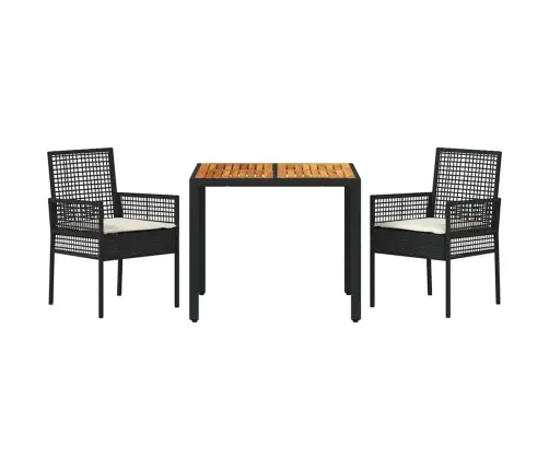 Ēdamstāvu Komplekts 3 Gabali Melns Koks Izturīgs Vidaxl