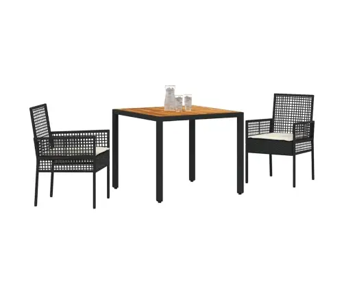 Ēdamstāvu Komplekts 3 Gabali Melns Koks Izturīgs Vidaxl