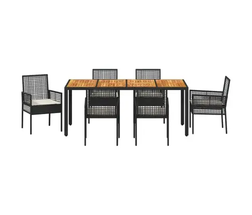 Aia Söögilaudade Komplekt 7 Pcs Must Polürooster