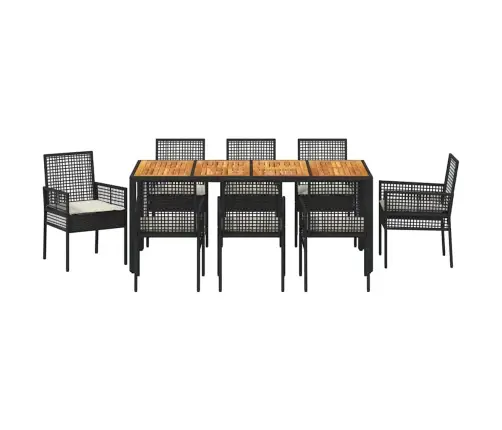 Aia Söögilaudade Komplekt 9 Pcs Must Polürotang