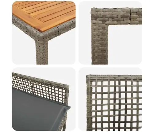 3 Daļu Dārza Ēdamgalds Ar Spilveniem Pelēkā Poli Rotangpalmas Vidaxl