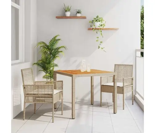 3 Gabalu Dārza Ēdamistabu Komplekts Ar Spilveniem Bēšā Poli Rotangpalmas Vidaxl