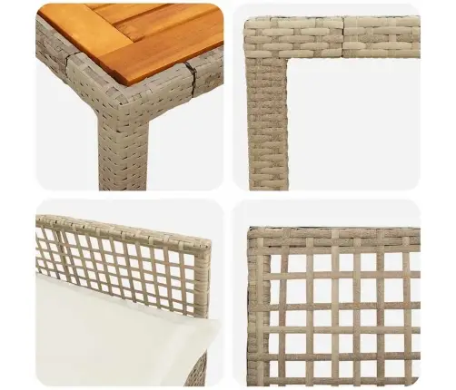 7 Daļu Dārza Ēdamistabas Komplekts Ar Spilveniem Bēšs Poli Rotangpalma Vidaxl