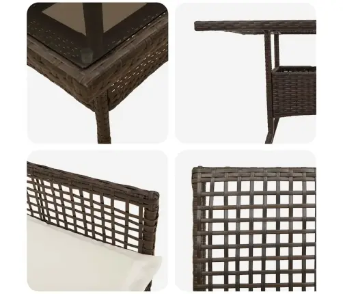 3 Gabalu Dārza Ēdamgalds Brūnā Poli Rotangpalma Vidaxl