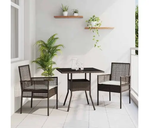 3 Gabalu Dārza Ēdamgalds Brūnā Poli Rotangpalma Vidaxl