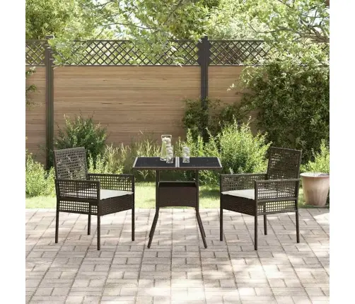 3 Gabalu Dārza Ēdamgalds Brūnā Poli Rotangpalma Vidaxl