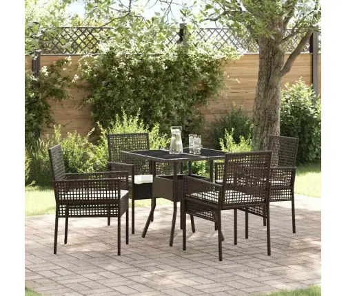 5 Daļu Dārza Ēdamgalda Komplekts Brūns Polirotangus Vidaxl