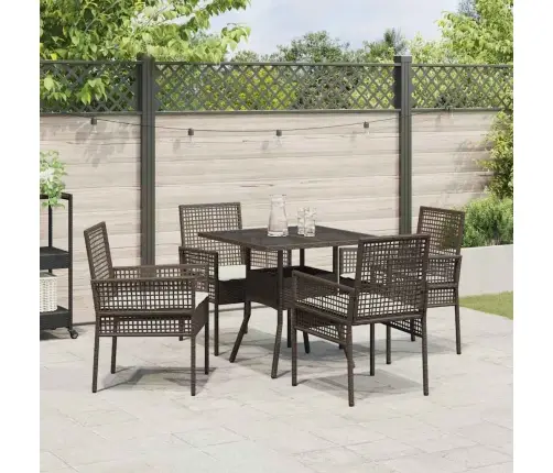 5 Daļu Dārza Ēdamgalda Komplekts Brūns Polirotangus Vidaxl