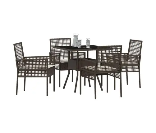 5 Daļu Dārza Ēdamgalda Komplekts Brūns Polirotangus Vidaxl