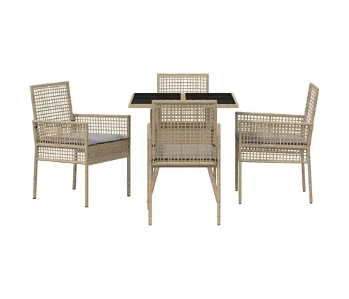 5 Daļu Dārza Ēdamgalds Bēšs Poli Rotangpalma Vidaxl