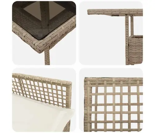 5 Daļīgu Dārza Ēdamgalds Bēšs Poli Rotangpalma Vidaxl