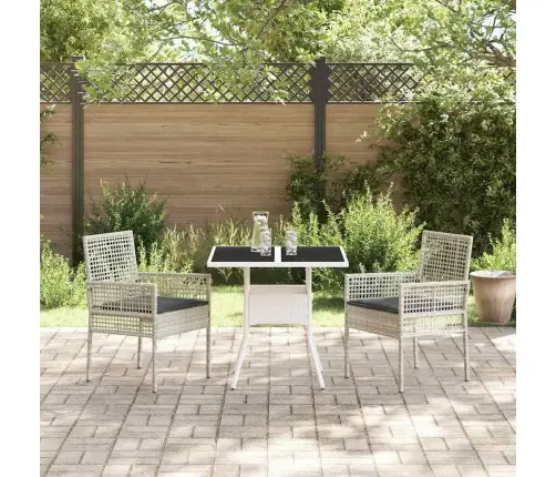 Sodo Valgomojo Komplektas 3 Pcs Pilka Poli Ratanas