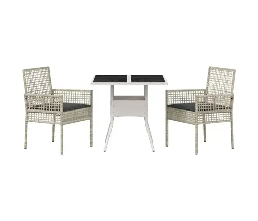 Sodo Valgomojo Komplektas 3 Pcs Pilka Poli Ratanas