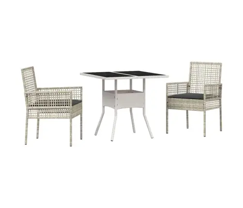 Sodo Valgomojo Komplektas 3 Pcs Pilka Poli Ratanas