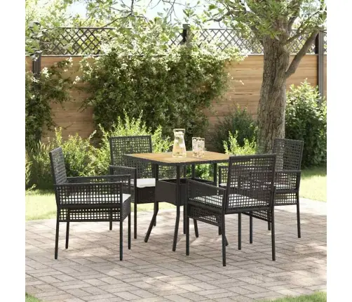 Sodo Valgomojo Komplektas 5 Pcs Juoda Poliratanas