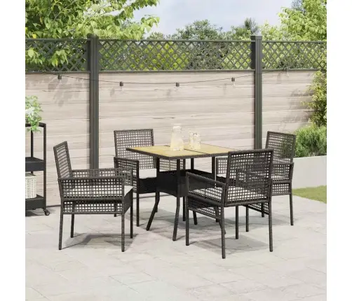 Sodo Valgomojo Komplektas 5 Pcs Juoda Poliratanas