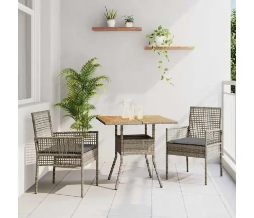 3 Daļu Dārza Ēdamset Ar Spilveniem Pelēkā Poli Rotangpalmas Vidaxl