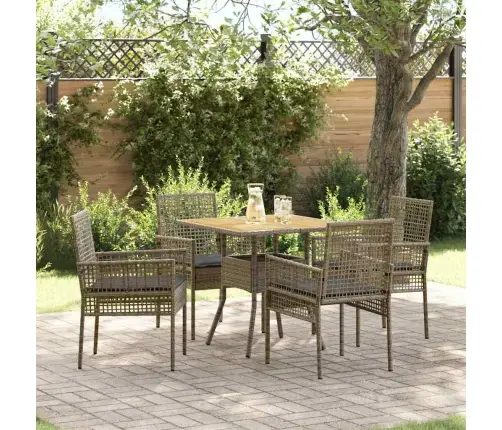 5 Daļu Dārza Ēdamgalds Ar Spilveniem Pelēkā Polirotangā Vidaxl