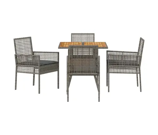 5 Daļu Dārza Ēdamgalds Ar Spilveniem Pelēkā Polirotangā Vidaxl