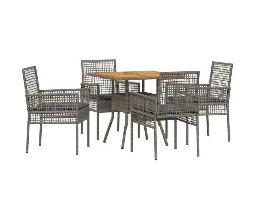 5 Daļu Dārza Ēdamgalds Ar Spilveniem Pelēkā Polirotangā Vidaxl