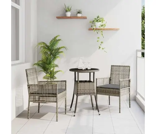 3 Daļu Dārza Ēdamgalds Komplekts Pelēkā Poliratanā Vidaxl