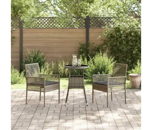 3 Daļu Dārza Ēdamgalds Komplekts Pelēkā Poliratanā Vidaxl