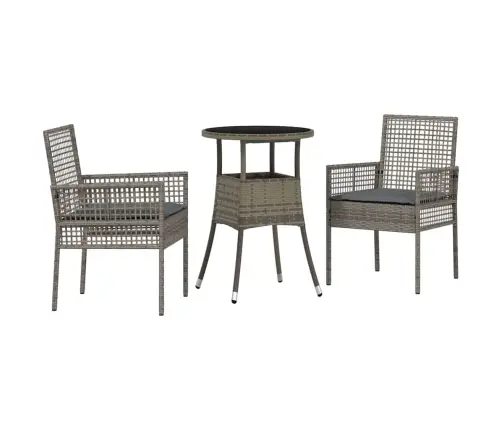 3 Daļu Dārza Ēdamgalds Komplekts Pelēkā Poliratanā Vidaxl