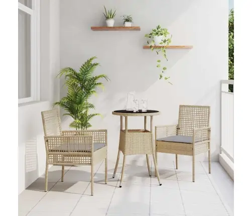 3 Daļu Dārza Ēdamgaldu Komplekts Bēšs Polirata Vidaxl