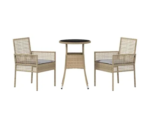 3 Daļu Dārza Ēdamgaldu Komplekts Bēšs Polirata Vidaxl