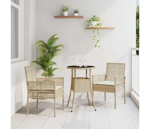 Sodo Valgomojo Komplektas 3 Pcs Smėlio Poli Ratanas