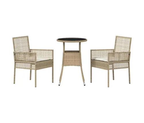 Sodo Valgomojo Komplektas 3 Pcs Smėlio Poli Ratanas