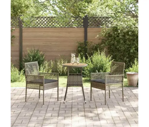 3 Daļu Dārza Ēdamgalds Pelēkā Poliratanā Vidaxl