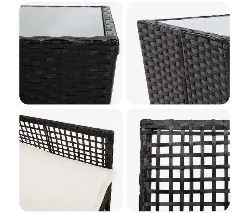 Sodo Bistro Rinkinys 3 Pcs Juoda Poliratanas