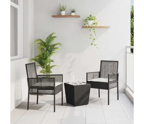 Sodo Bistro Rinkinys 3 Pcs Juoda Poliratanas