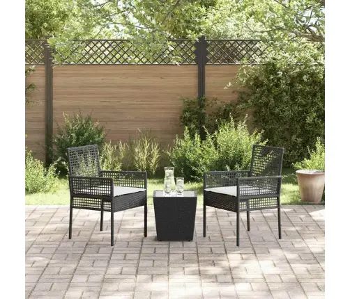 Sodo Bistro Rinkinys 3 Pcs Juoda Poliratanas