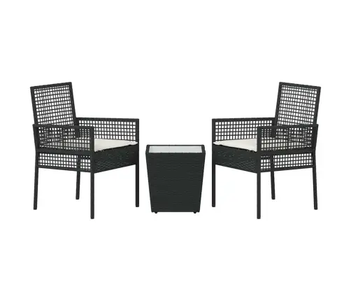 Sodo Bistro Rinkinys 3 Pcs Juoda Poliratanas