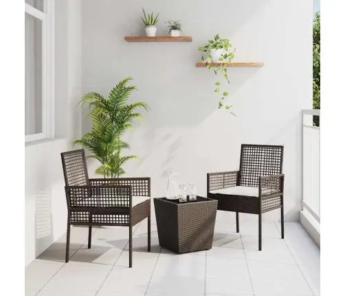 3 Daļu Dārza Bistro Komplekts Ar Spilveniem Brūnā Polietilēna Rotangpalma Vidaxl
