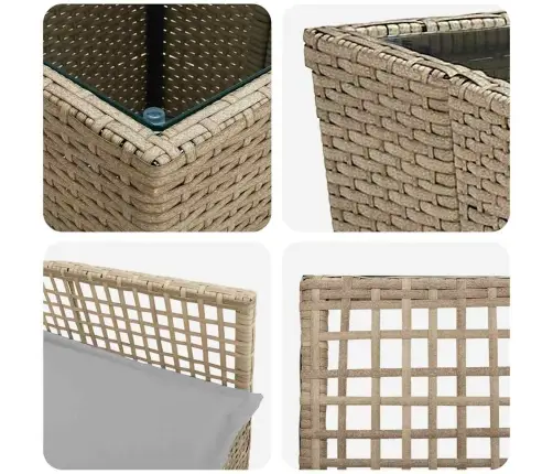 3 Vienību Dārza Bistro Komplekts Ar Spilveniem Bēšs Poliratan Vidaxl