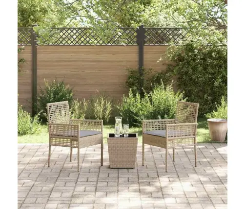 3 Vienību Dārza Bistro Komplekts Ar Spilveniem Bēšs Poliratan Vidaxl